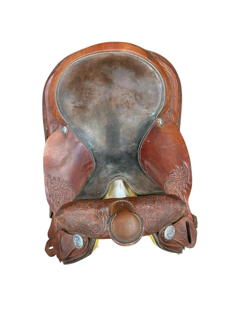 Circle Y Park & Trail Tooled Saddle - Dark Brown - 15.5" - USED