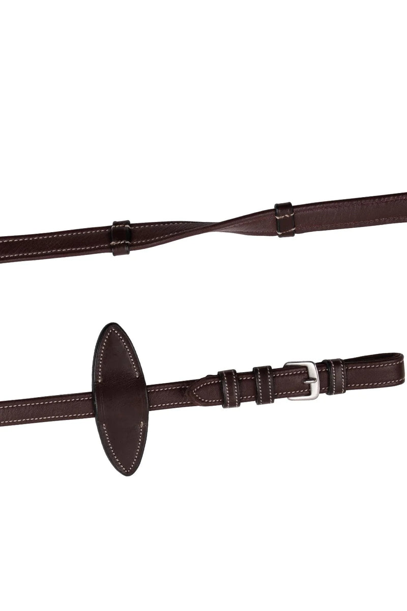 Montar Leather  Reins - Brown w/ White Stitching