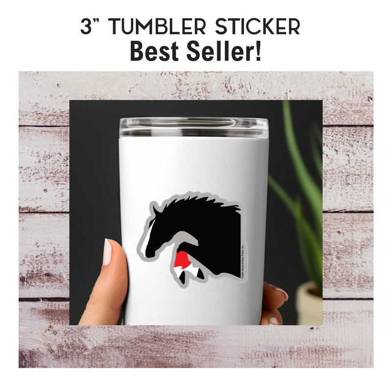 3" Tumbler Horse Sticker / Jumper Red Wraps / WATERPROOF