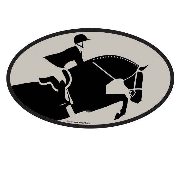 Oval Equestrian Horse Sticker / Rider / WATERPROOF