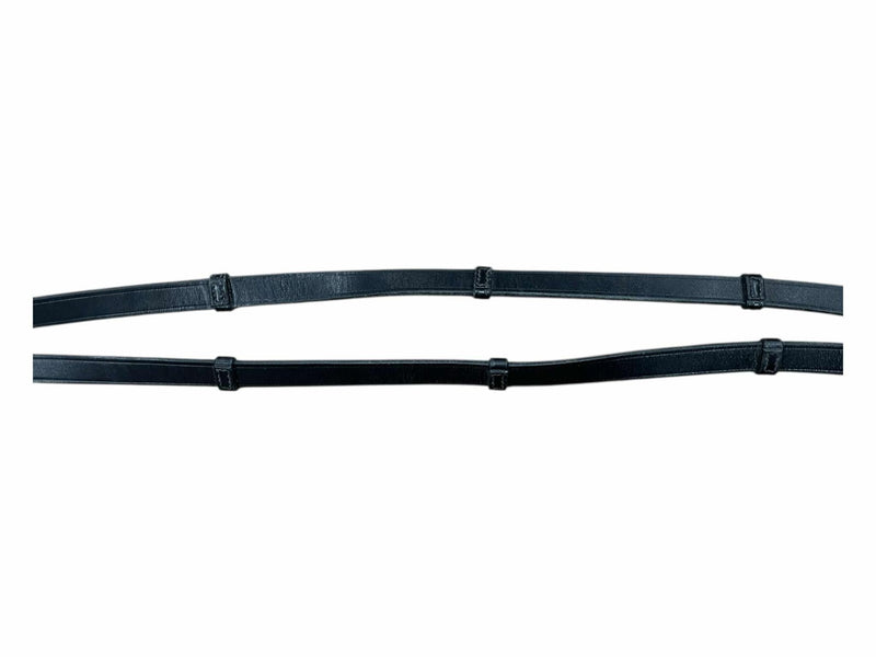 Schockemohle Rolled Leather Reins  - Black - Approx 56" - USED