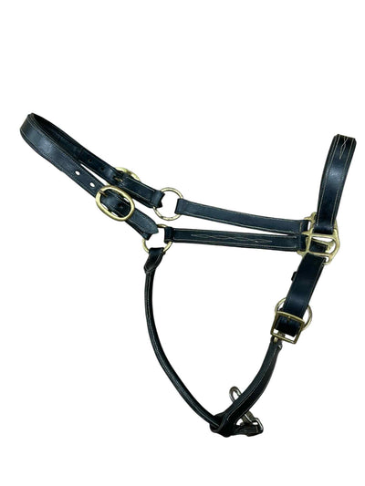 Leather Halter - Black - Full Size **BROKEN SNAP** - USED
