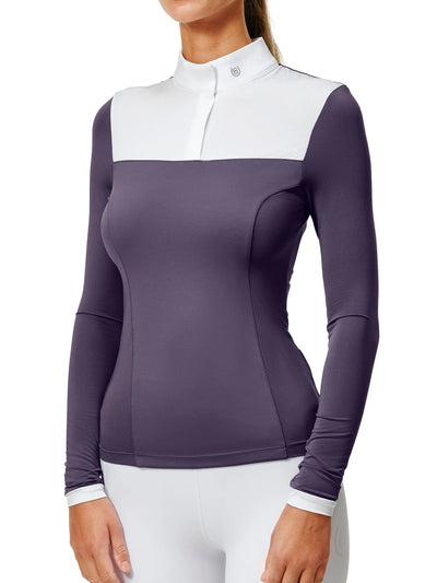 Equestrian Stockholm Fine Line Show Shirt - Dark Violet