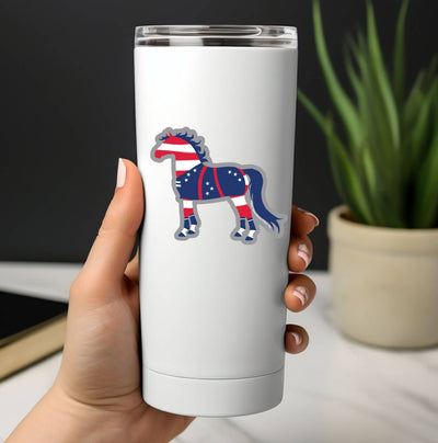 3" Tumbler Horse Sticker / Patriotic American / WATERPROOF