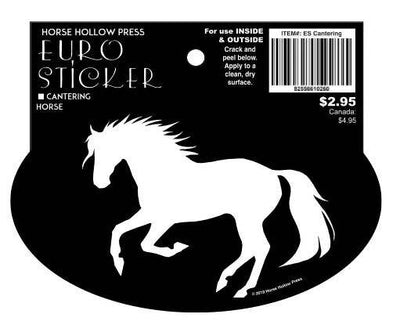 Oval Equestrian Horse Sticker / Cantering Horse / WATERPROOF