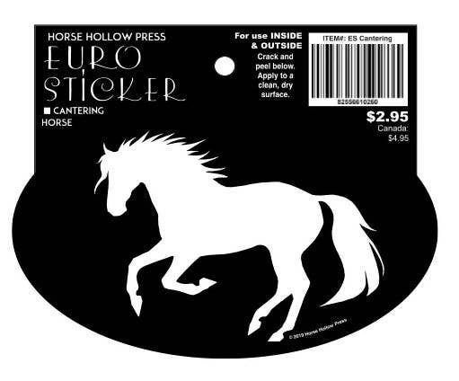 Oval Equestrian Horse Sticker / Cantering Horse / WATERPROOF