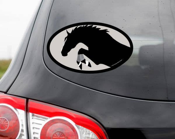 Oval Equestrian Horse Sticker / Jumper w Wraps / WATERPROOF