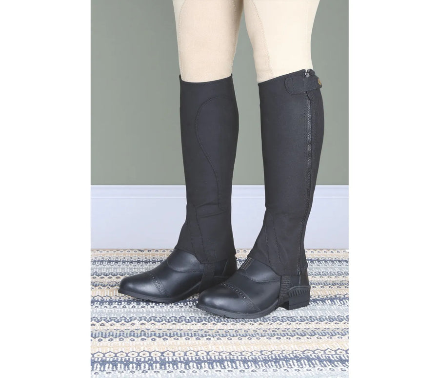 HALF CHAPS HORSE RIDING EQUESTRIAN BLACK AMARA MACHINE WASHABLE ALL