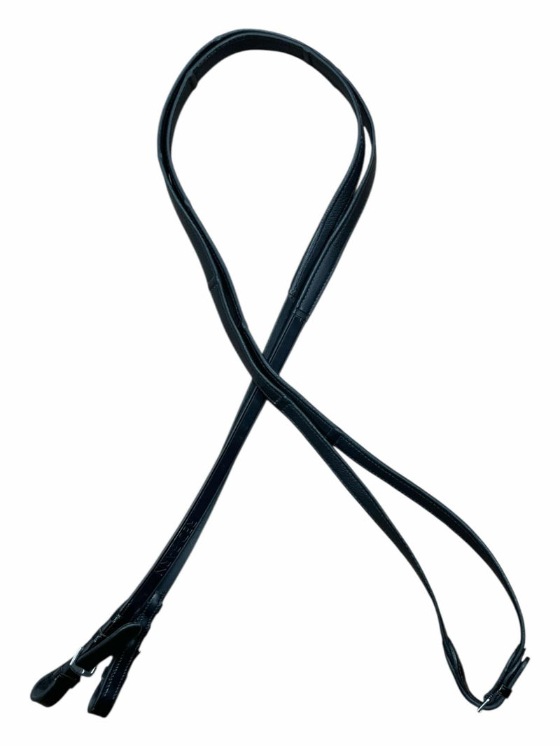 Red Barn Reins W/ Covered Hands Stops - Black - F/S - USED