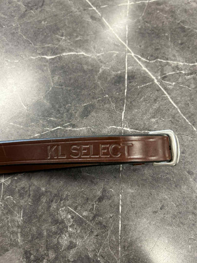 KL Select Fancy Stitch Braided Reins - Full Size - Brown - USED