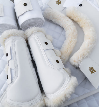 Leatherette Brushing Boots, White