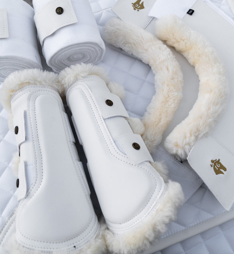 Leatherette Brushing Boots, White