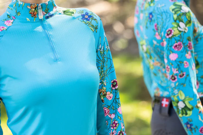 Kastel Raglan Sun Shirt - Turquoise Botanical Print