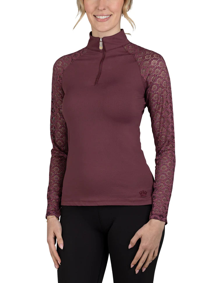 Kastel Long Sleeve Lace Top - Eggplant