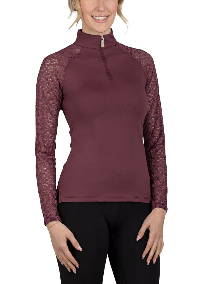 Kastel Long Sleeve Lace Top - Eggplant