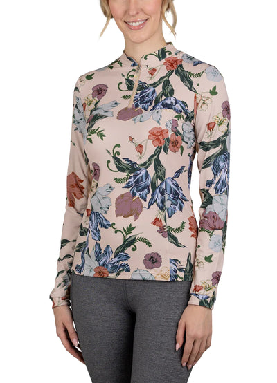 Kastel Long Sleeve Princess Seam Sun Shirt - Mocha Floral