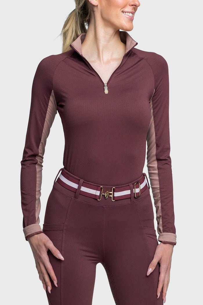 Kastel Denmark US Long Sleeve Cabernet Tonal Crown 1/4 Zip