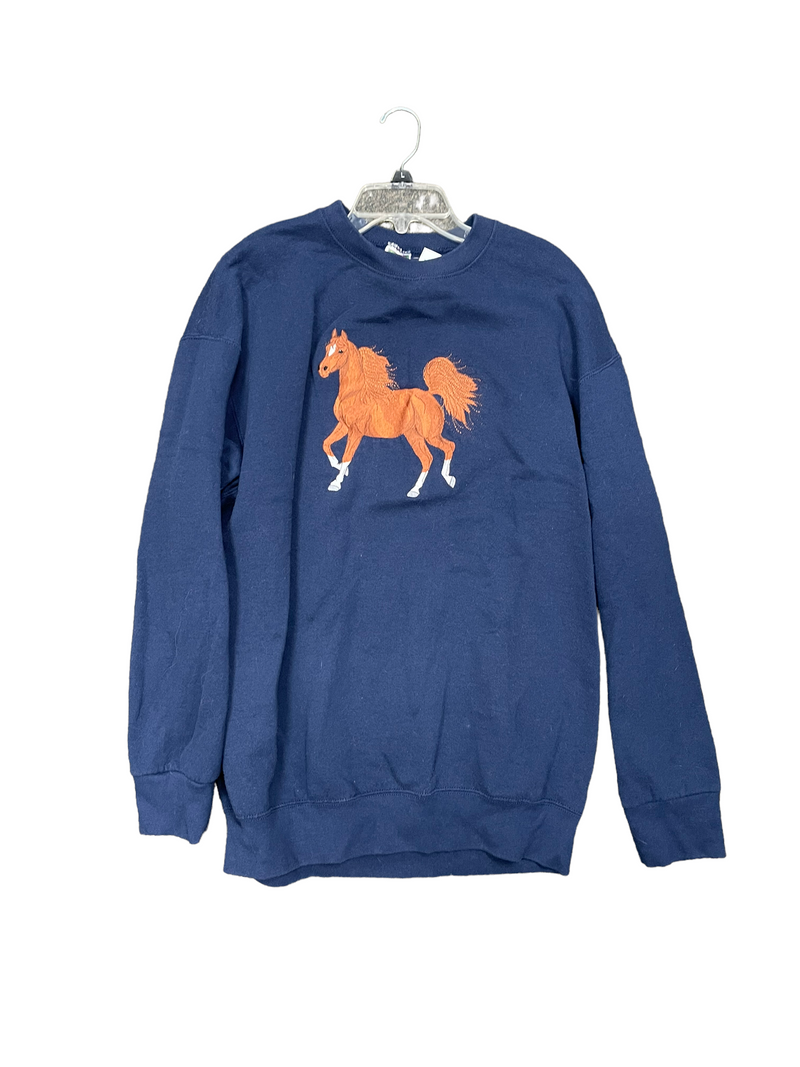 Embroidered Horse Crewneck - navy XL - USED