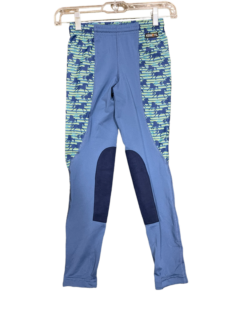 Kerrits KP Tight - Blue/Green Horse - Youth M - USED