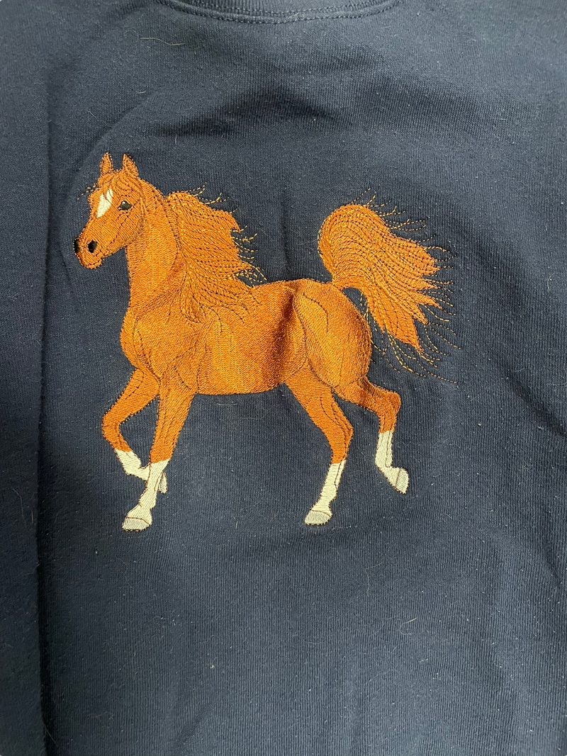 Embroidered Horse Crewneck - navy XL - USED