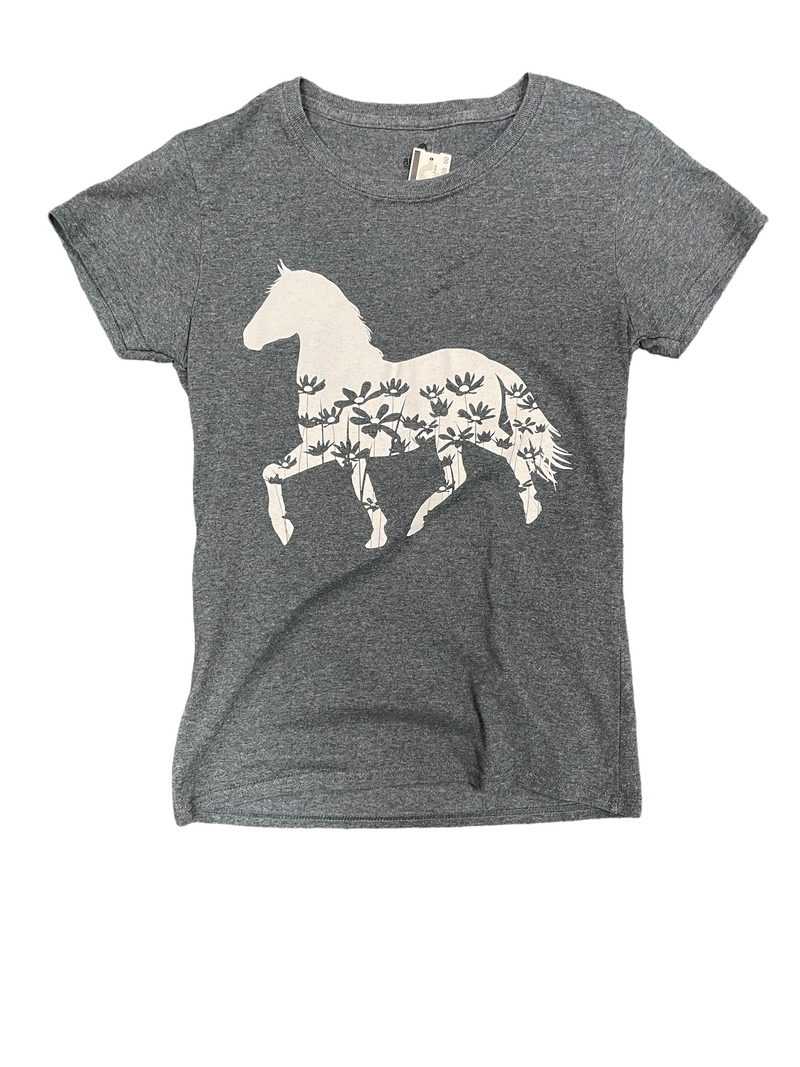 Flower Horse Tee - Grey/White - S - USED