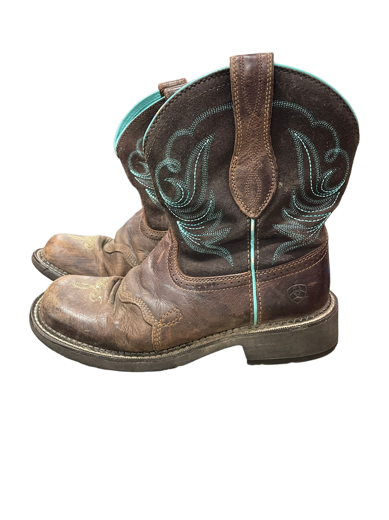 Ariat Heritage Fatbaby Dapper Boots - Brown/Teal - 10B - USED