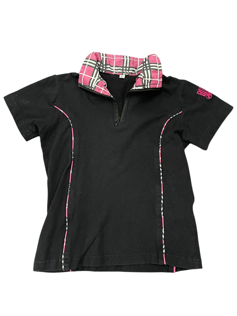 Riding Sport SS 1/4 Zip - Black/Pink - Youth L - USED