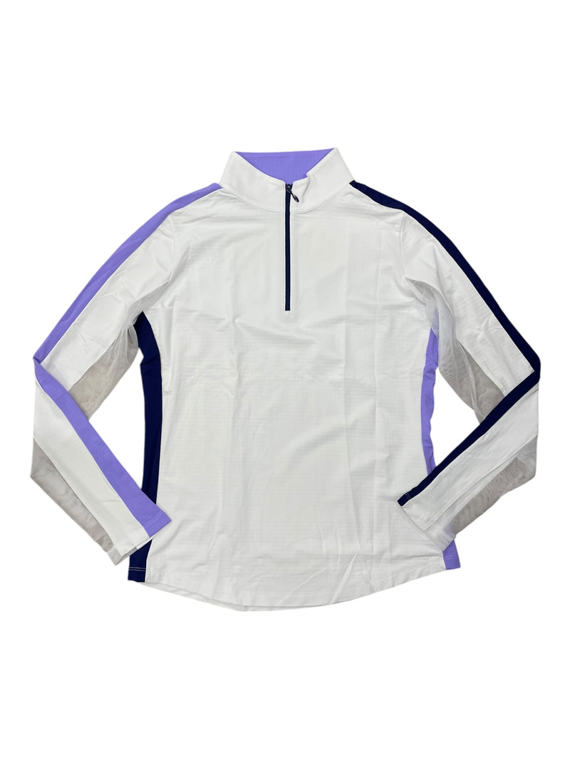IBKUL LS 1/4 Zip - White/Lilac/Navy - S - USED