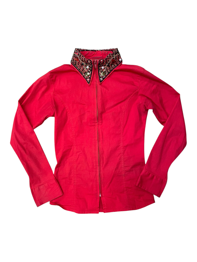 Royal Highness Fitted Horsemanship Shirt - Red/Bling - S - USED