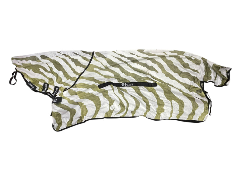 Bucas Fly Sheet W/ Neck - Green/White Zebra - 78" - USED