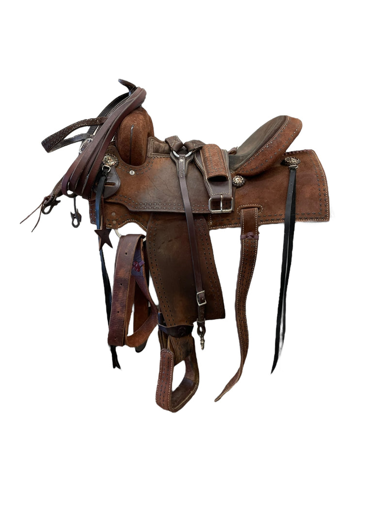 Alamo Saddle W/ Tack - Brown - 16" / Approx 7" Gullet - USED
