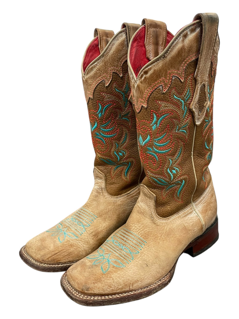 Los Altos Boots - Brown/Turquoise/Red - 7.5 - USED
