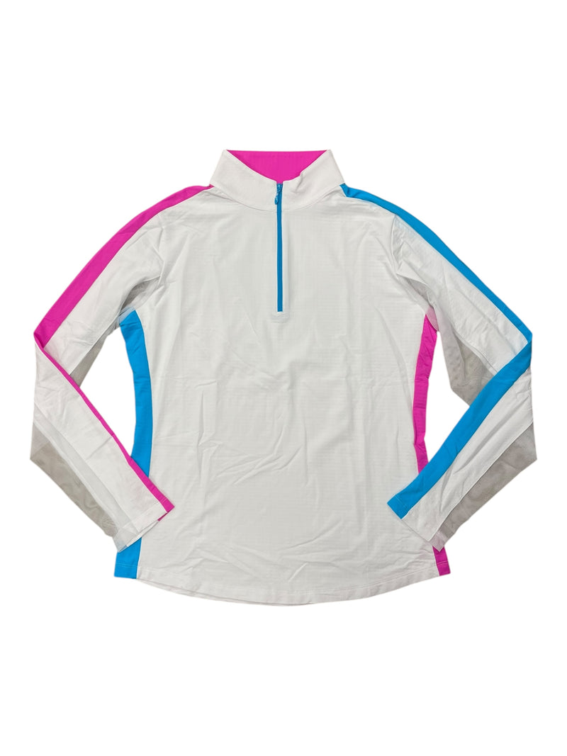 IBKUL LS 1/4 Zip - Aqua/Hot Pink/White - S - USED