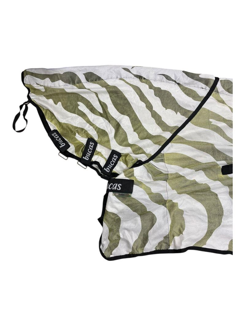 Bucas Fly Sheet W/ Neck - Green/White Zebra - 78" - USED
