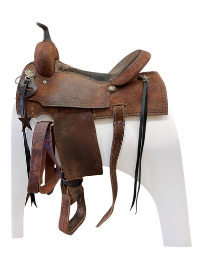 Alamo Saddle W/ Tack - Brown - 16" / Approx 7" Gullet - USED