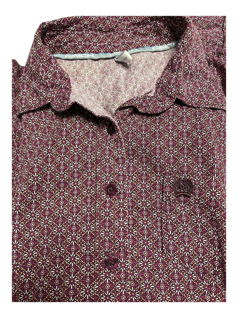 Cinch LS Button Down - Fuchsia/Purple/White Flower - M - USED