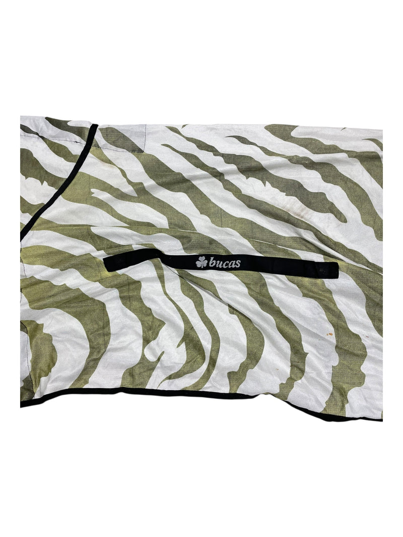 Bucas Fly Sheet W/ Neck - Green/White Zebra - 78" - USED