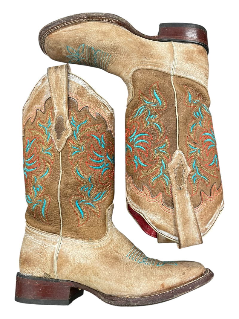 Los Altos Boots - Brown/Turquoise/Red - 7.5 - USED