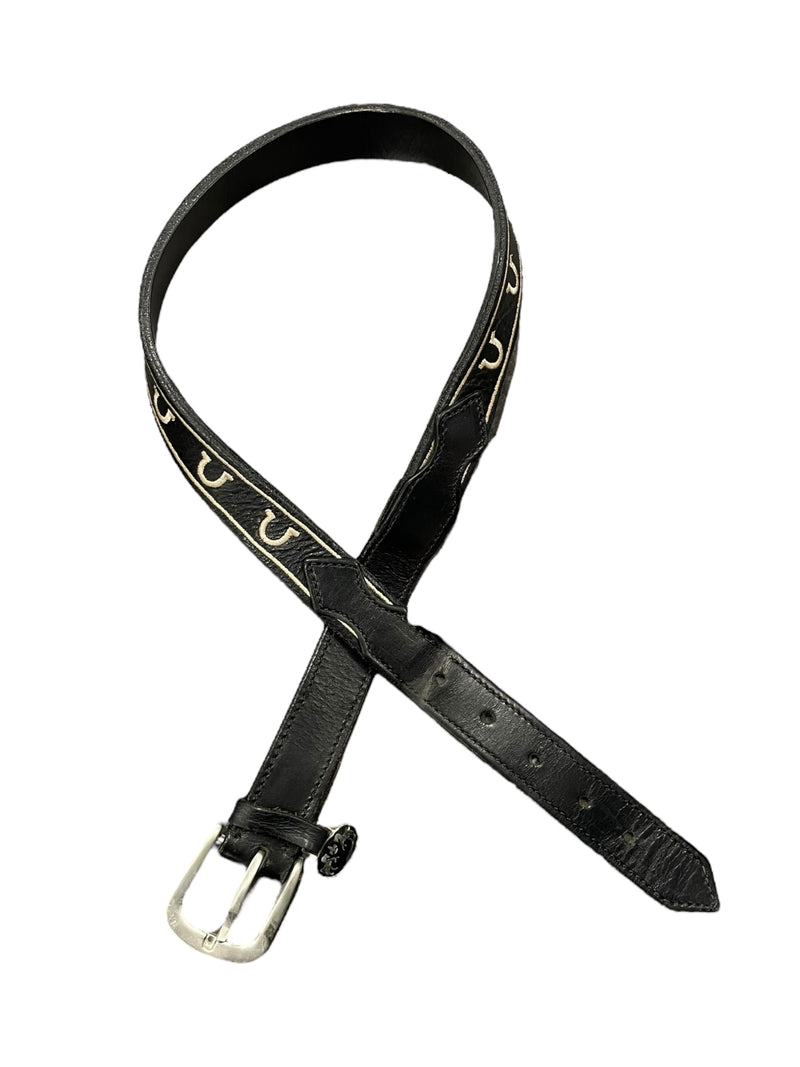 Equine Couture Leather Belt - Black/Horseshoe - 30" End-To-End - USED