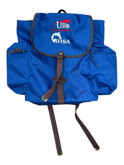 IHSA Nationals Backpack - Blue/Brown - Approx 16" x 16" - USED