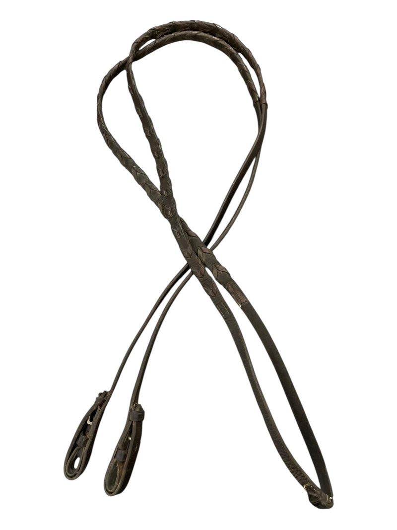 Braided Leather Reins - Brown - Approx 56" - USED