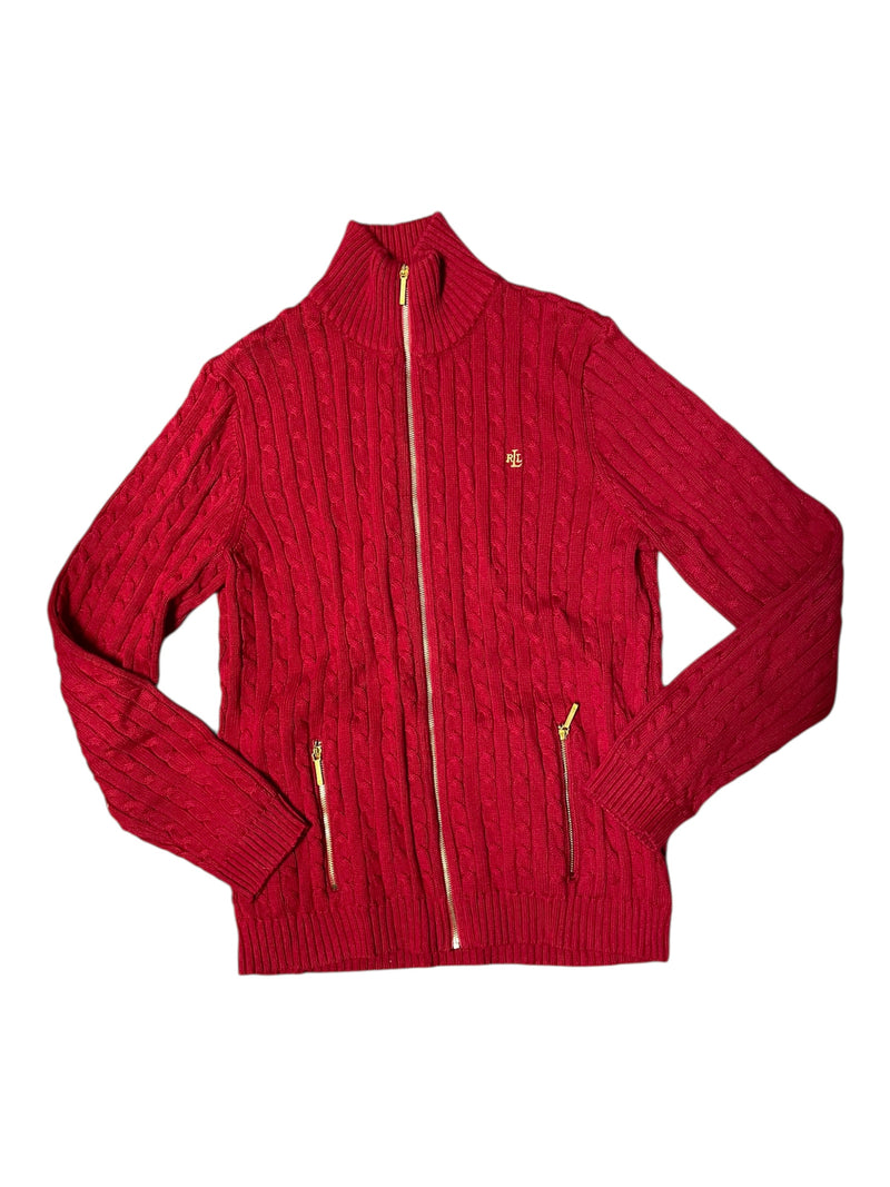 Ralph Lauren Knit Zip Jacket - Red/Gold - XL - USED