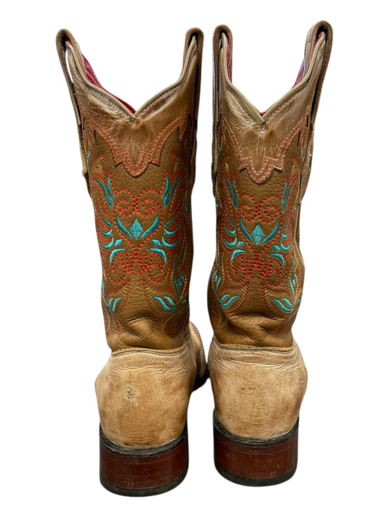 Los Altos Boots - Brown/Turquoise/Red - 7.5 - USED