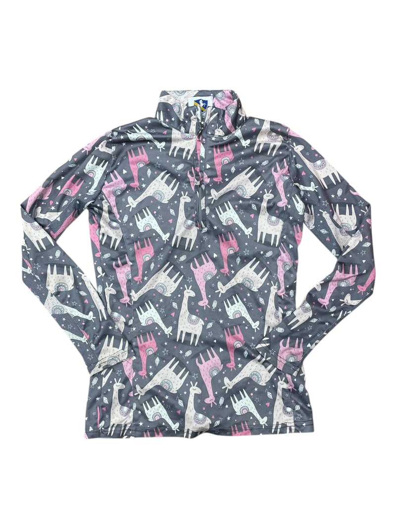 Royal Highness LS 1/4 Zip - Grey/Alpacas - Youth M - USED