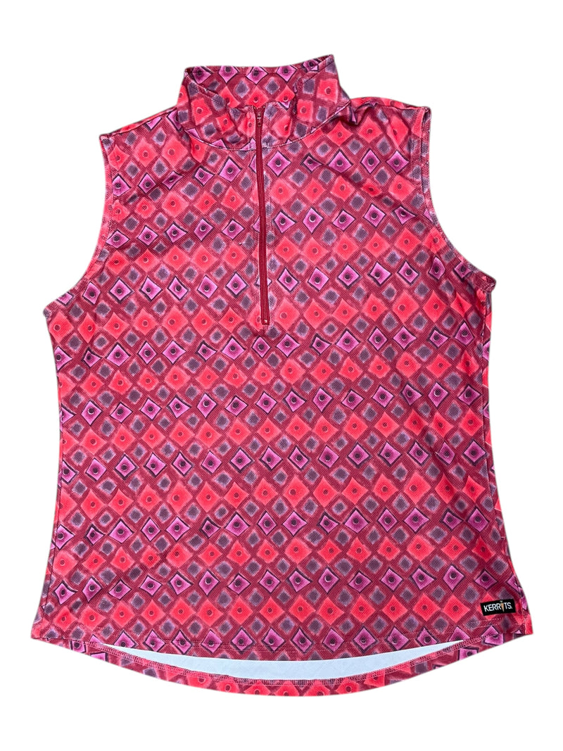 Kerrits Sleeveless 1/4 Zip - Red Pattern - XL - USED