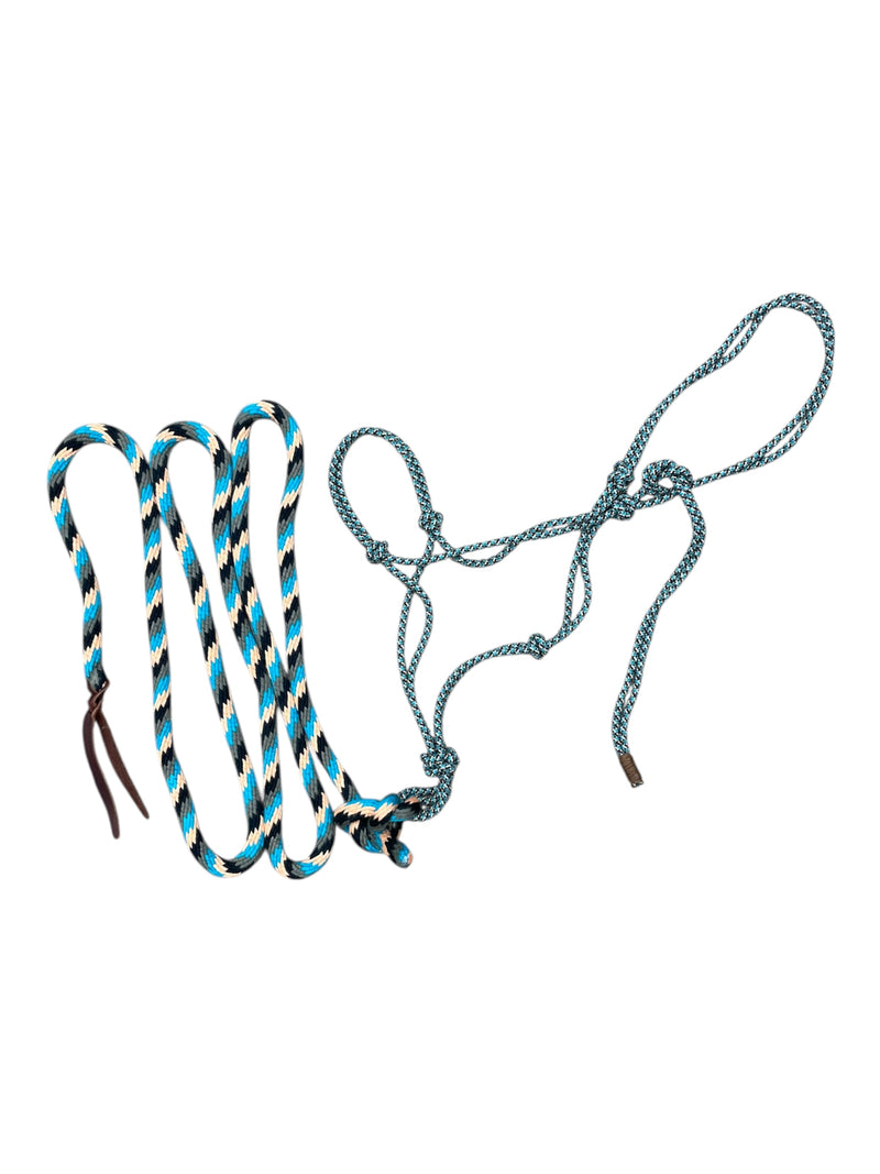Rope Halter W/ Lead - Blue/Peach/Black - Est. F/S - USED