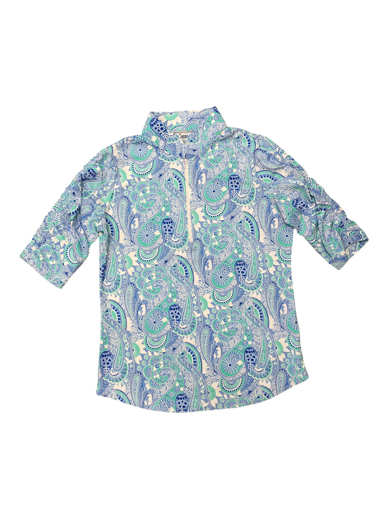 IBKUL SS Sun Shirt - Lt. Blue/Seafoam Paisley - S - USED