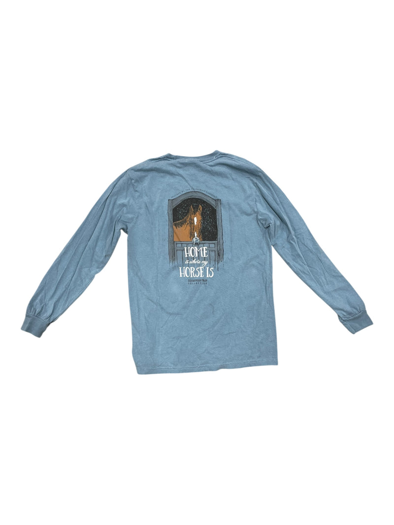Equestrian Prep LS Tee - Light Blue - S - USED