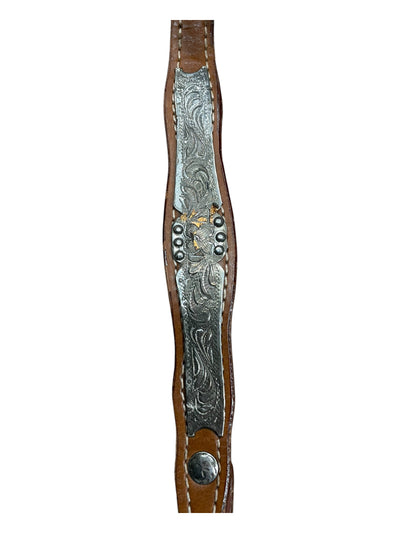 One Ear Head Stall - Brown/Silver - Approx F/S - USED
