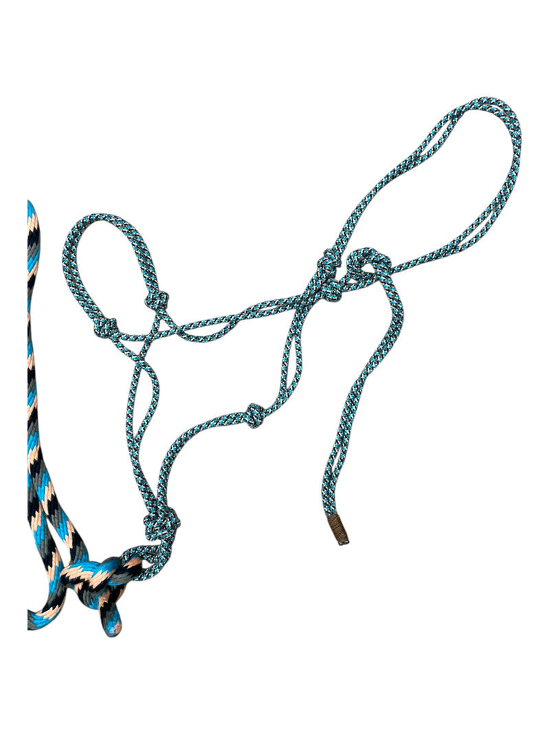 Rope Halter W/ Lead - Blue/Peach/Black - Est. F/S - USED